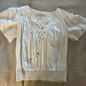 Anthropologie Pilcro and the Letterpress White Lace-Up Pirate Top